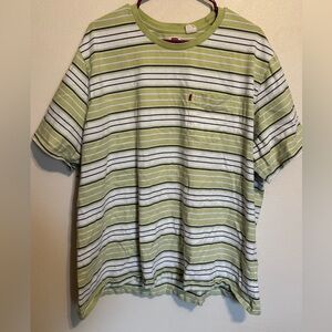 Levi's Men's Relaxed Short Sleeve Tee in Green and White Stripes size XXL